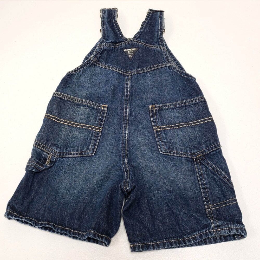 Oshkosh Boys Blue Denim Vestbak Shortalls Carpenter Size 4T - Picture 2 of 10
